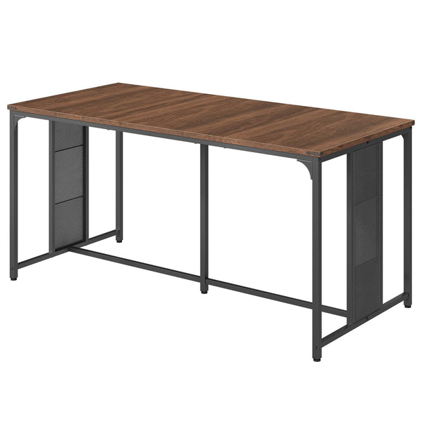 63" Industrial Dining Table for 6-8 with Metal Legs and Adjustable Feet