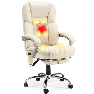 Executive Office Chair with Footrest, Massage & Heat
