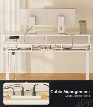 Electric Standing Desk with Drawers & Monitor Stand, 55 Inch