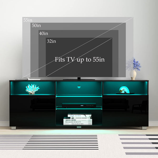 LED TV Stand with Storage Drawers & Shelves