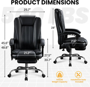 Heated Massage Reclining Office Chair with Footrest