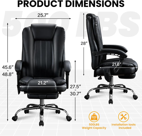 Heated Massage Reclining Office Chair with Footrest