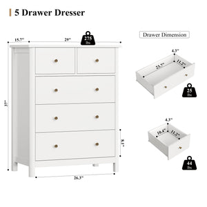 5-Drawer Dresser with Deep Storage
