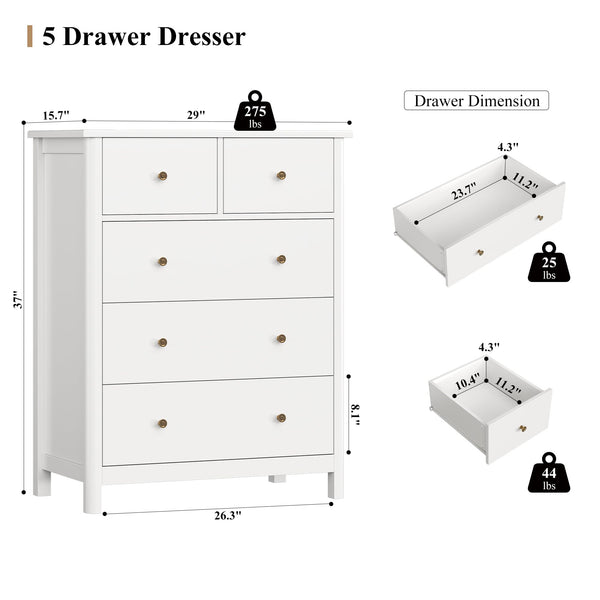 5-Drawer Dresser with Deep Storage