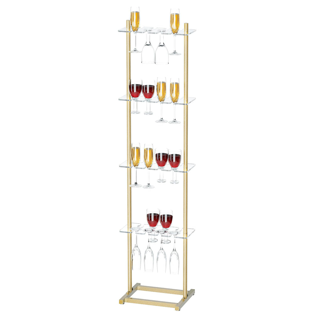 4-Tier Acrylic Champagne Wall Stand – 32 Glass Holder, Golden