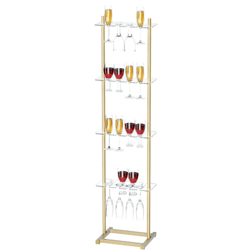 4-Tier Acrylic Champagne Wall Stand – 32 Glass Holder, Golden