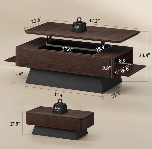 47.2" Lift Top Coffee Table with Hidden Storage