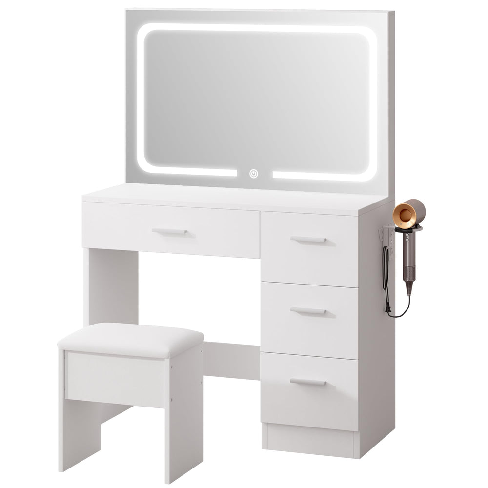 LED Makeup Vanity Desk with Charging Station & Mirror