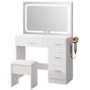 LED Makeup Vanity Desk with Charging Station & Mirror