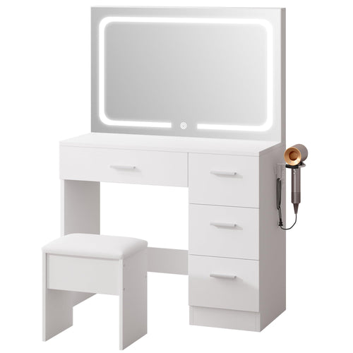 LED Makeup Vanity Desk with Charging Station & Mirror