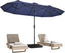 15ft x 9ft Double-Sided Rectangular Patio Umbrella with Crank & Base