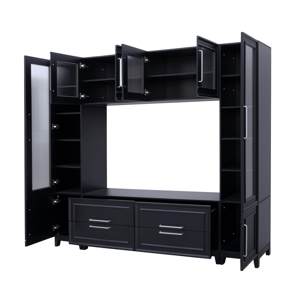 102" Wall Unit Entertainment Center with Glass Doors