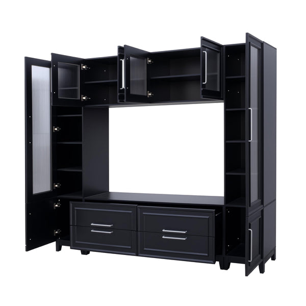102" Wall Unit Entertainment Center with Glass Doors