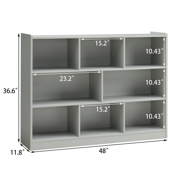 3-Tier 8-Section Bookshelf Storage Organizer