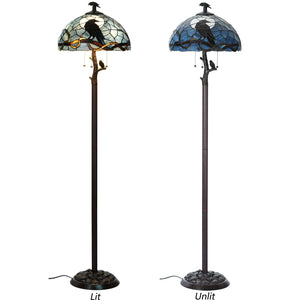 Gothic Raven Tiffany Stained Glass Floor Lamp