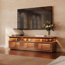 Mid-Century Modern TV Stand 71" with LED Lights & Ventilated Storage