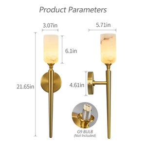 Alabaster Wall Sconce with Gold Bracket