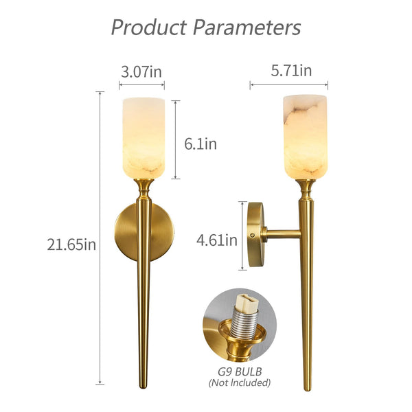 Alabaster Wall Sconce with Gold Bracket