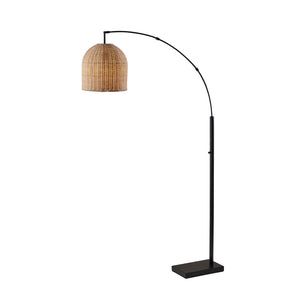 Arc Floor Lamp with Rattan Shade