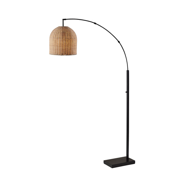 Arc Floor Lamp with Rattan Shade