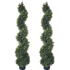 Artificial Spiral Boxwood Topiary Tree Set of 2