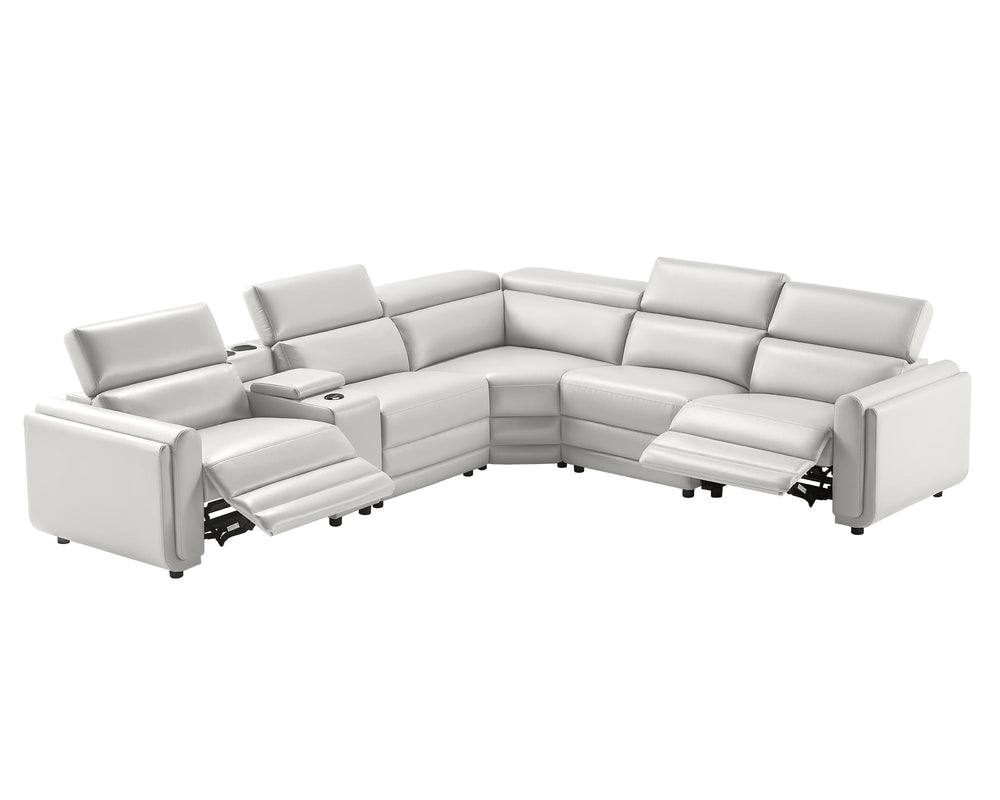 129-Inch Power Recliner Sectional Sofa with Console & Speakers