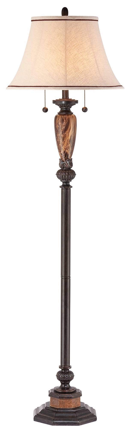 Traditional Bronze Floor Lamp with Linen Shade