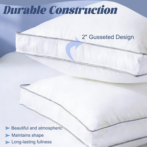 Goose Feather Down Bed Pillows – Pack of 2