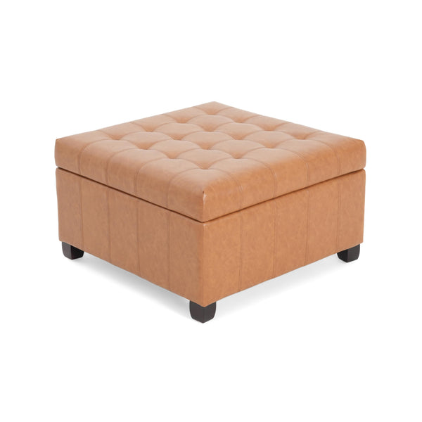 Square PU Storage Ottoman with Flip Top Lid