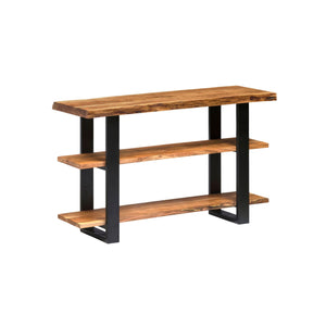 48-Inch 3-Tier Live Edge Console Table with Metal Frame