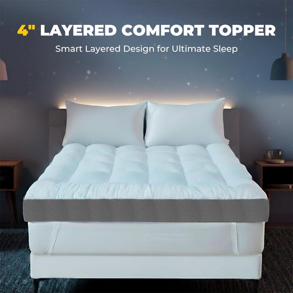 4 Inch Cooling Cotton Mattress Topper with Memory Foam