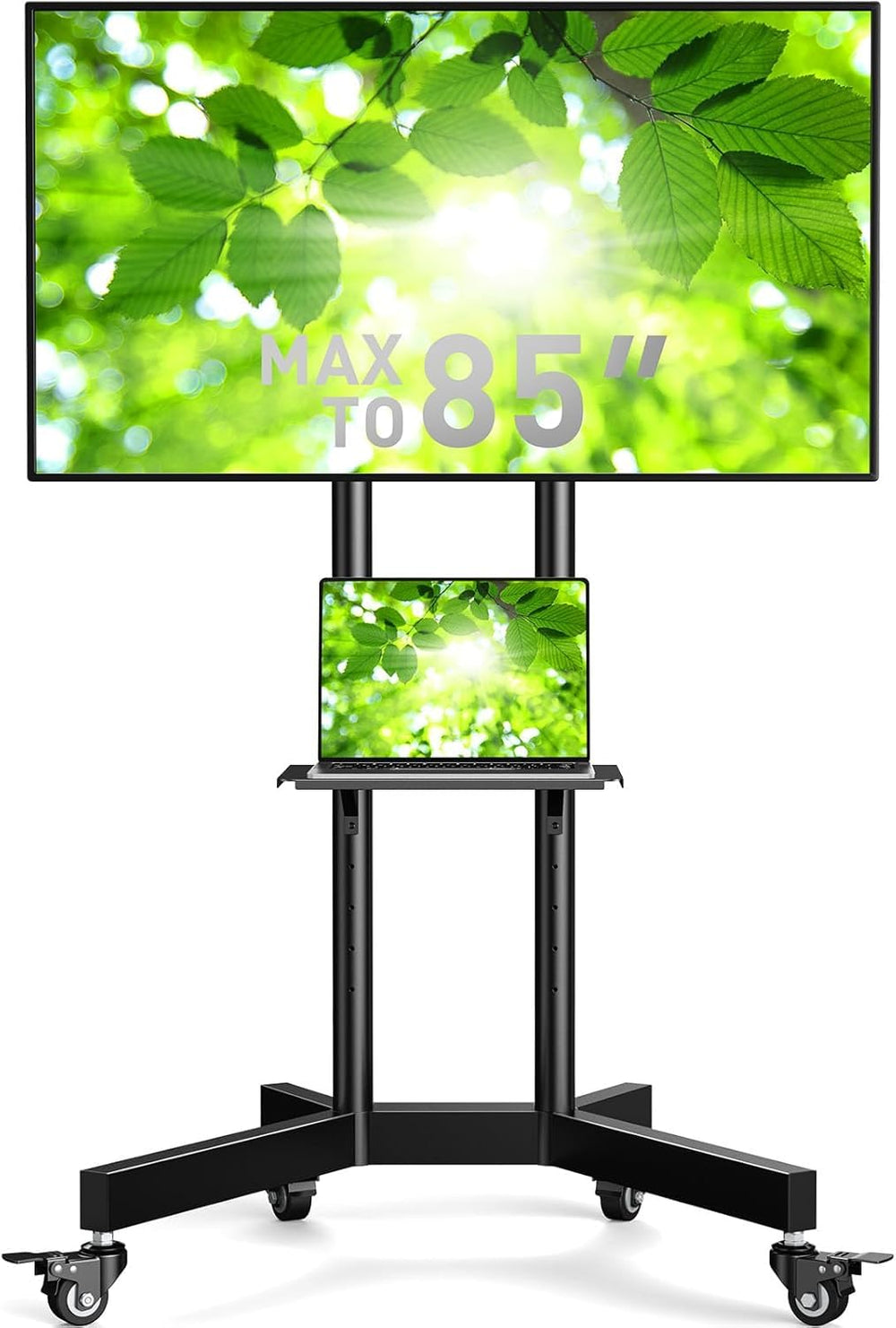 Rolling TV Stand with Wheels & Lockable Casters