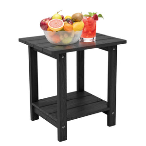 Melucivi Weather Resistant Outdoor Side Table, Double Small Adirondack Side Table for Adirondack Chair - Indoor Outdoor End Table, Patio Table for Pool, Deck and Porch (Black)