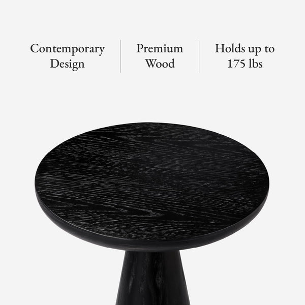 Round Wood Side Table – Rustic Industrial Accent