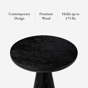 Round Wood Side Table – Rustic Industrial Accent