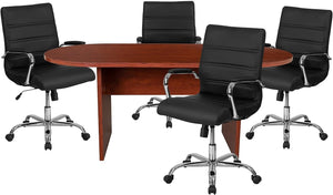 6-Piece Oval Conference Table Set with Executive Chairs