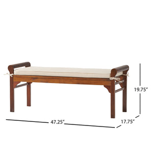 Wood Bench with Cushion