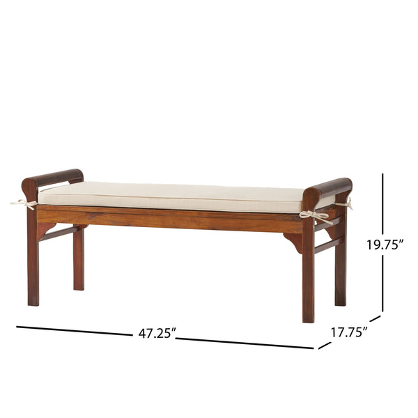 Wood Bench with Cushion