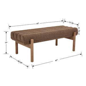 47" Modern Upholstered Bench with Channel Tufting & Wood Legs