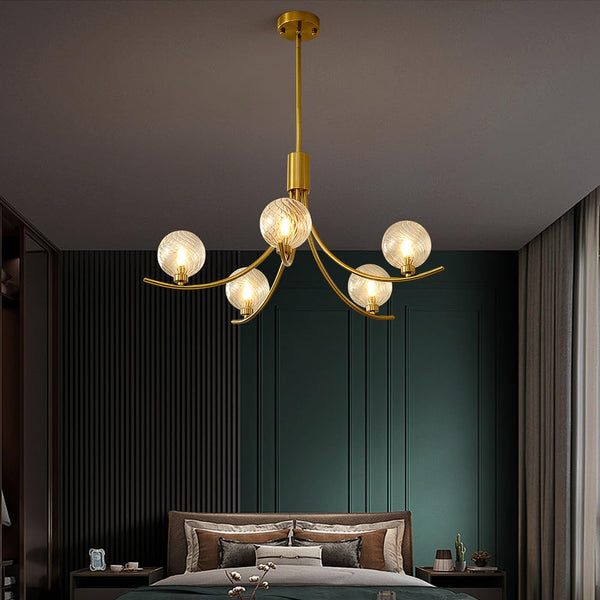 Modern Glass Globe Chandelier – Gold Multi-Light Ceiling Fixture