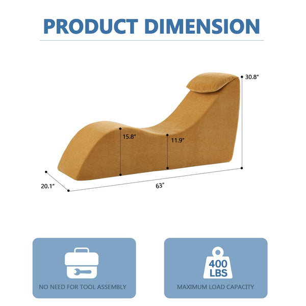 Ergonomic Yoga Chaise Lounge Chair with Headrest