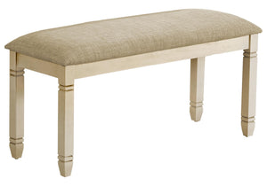 41-Inch Upholstered Bench – Beige Linen & Antique White Wood Legs
