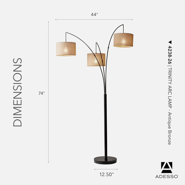 Triple Shade Arc Floor Lamp