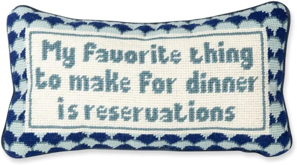 Needlepoint Decorative Throw Pillow – Blue, 8" x 14"