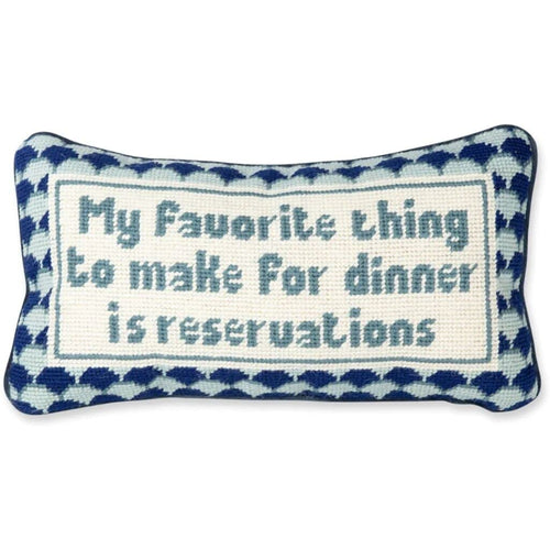 Needlepoint Decorative Throw Pillow – Blue, 8" x 14"