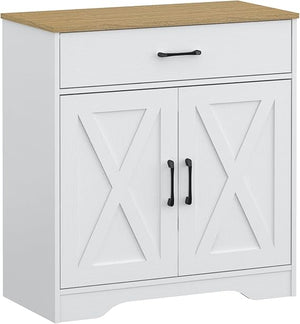 Wooden Cabinet with Drawer and 2-Door Storage