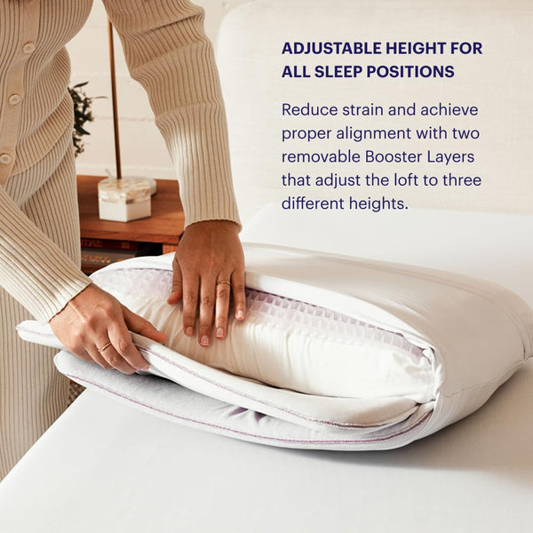 Adjustable Height Cooling Pillow with GelFlex Grid & Foam Layers