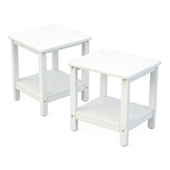 2-Tier Outdoor HDPE Side Table with Storage