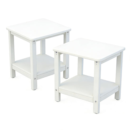 2-Tier Outdoor HDPE Side Table with Storage
