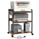 3-Tier Printer Stand with Wheels, Power Outlet & USB Port